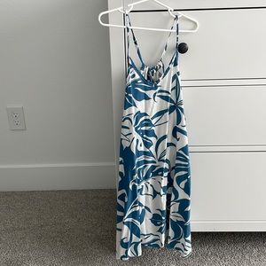Hawaiian blue girls dress with back tie up